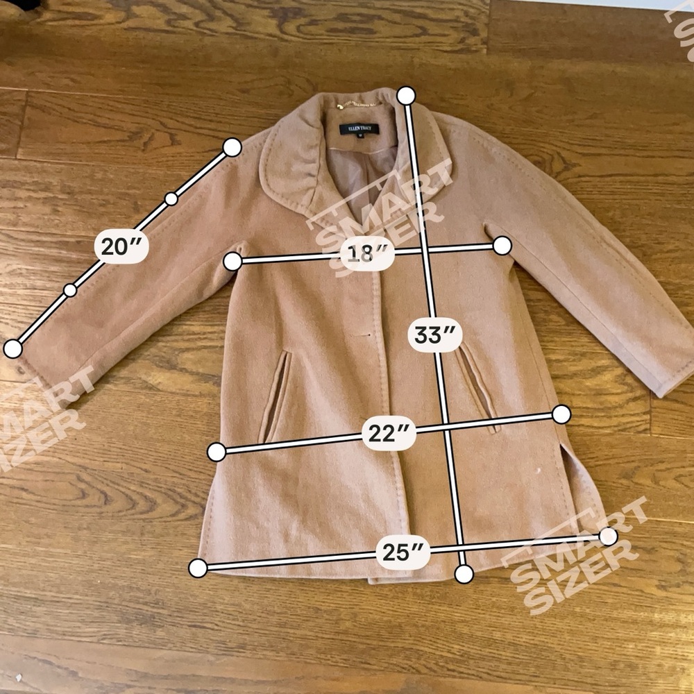 Ellen Tracy Camel Button-Front Wool‎ Pea Coat - Picture 8 of 10